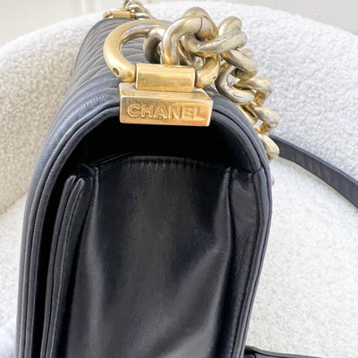 Chanel Medium 25cm Boy Flap in Black Lambskin and AGHW