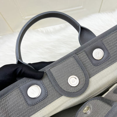 Chanel Small Deauville Shopping Tote in Grey Fabric, Grey Leather and SHW
