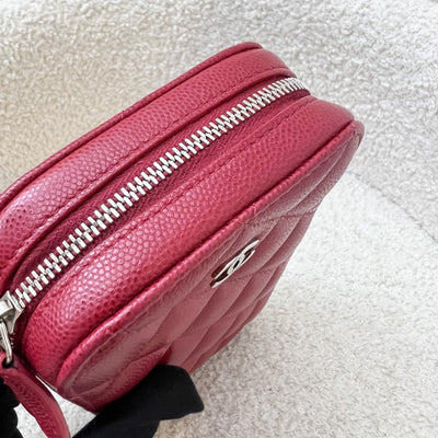 Chanel Vertical Phone Holder / Clutch on Chain in Red Caviar and SHW (Model: A70655)