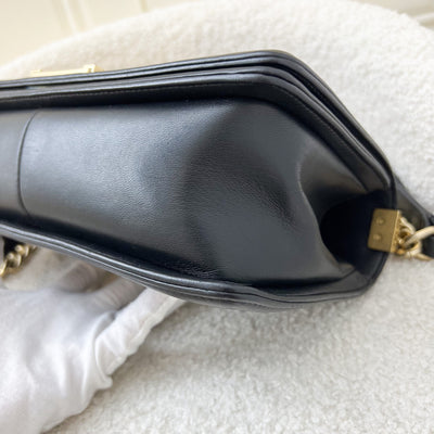 Chanel Medium 25cm Boy Flap in Black Lambskin and AGHW