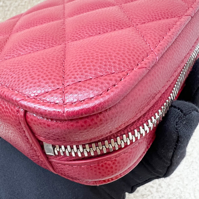 Chanel Vertical Phone Holder / Clutch on Chain in Red Caviar and SHW (Model: A70655)