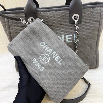 Chanel Small Deauville Shopping Tote in Grey Fabric, Grey Leather and SHW