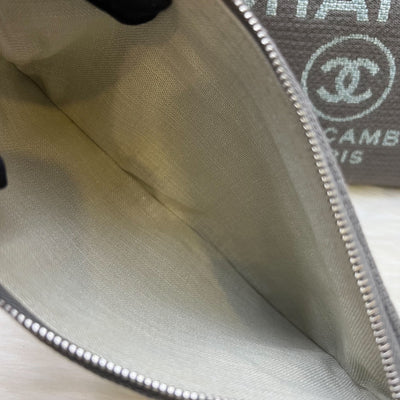 Chanel Small Deauville Shopping Tote in Grey Fabric, Grey Leather and SHW
