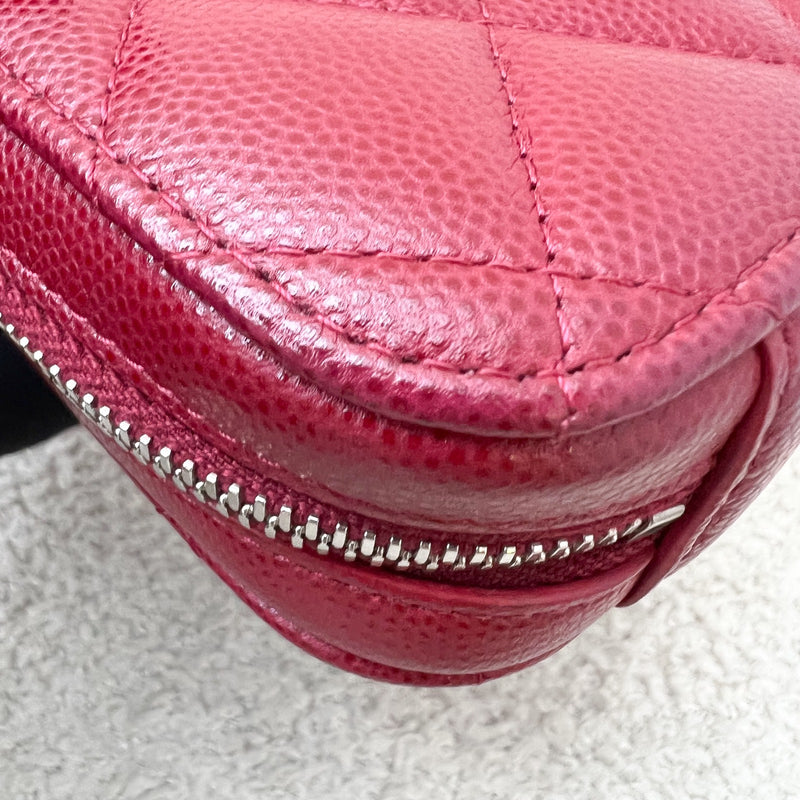 Chanel Vertical Phone Holder / Clutch on Chain in Red Caviar and SHW (Model: A70655)