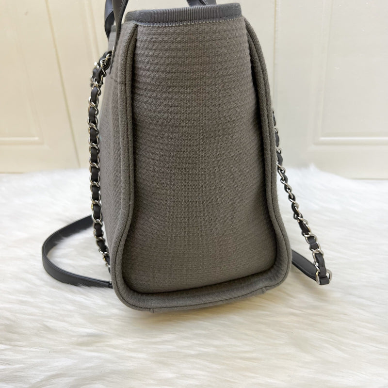 Chanel Small Deauville Shopping Tote in Grey Fabric, Grey Leather and SHW