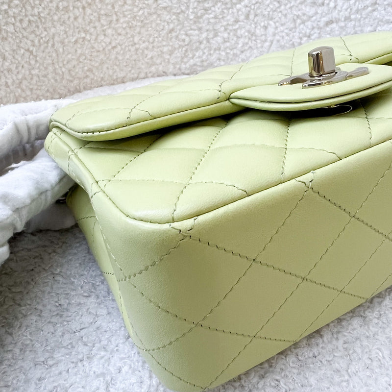 Chanel Classic Square Mini Flap in 23C Light Green Lambskin LGHW