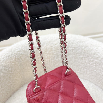 Chanel Vertical Phone Holder / Clutch on Chain in Red Caviar and SHW (Model: A70655)