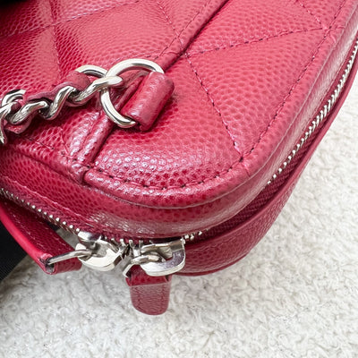 Chanel Vertical Phone Holder / Clutch on Chain in Red Caviar and SHW (Model: A70655)