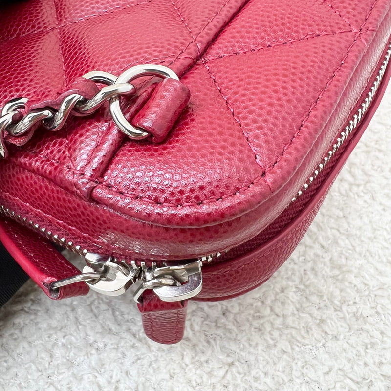 Chanel Vertical Phone Holder / Clutch on Chain in Red Caviar and SHW (Model: A70655)