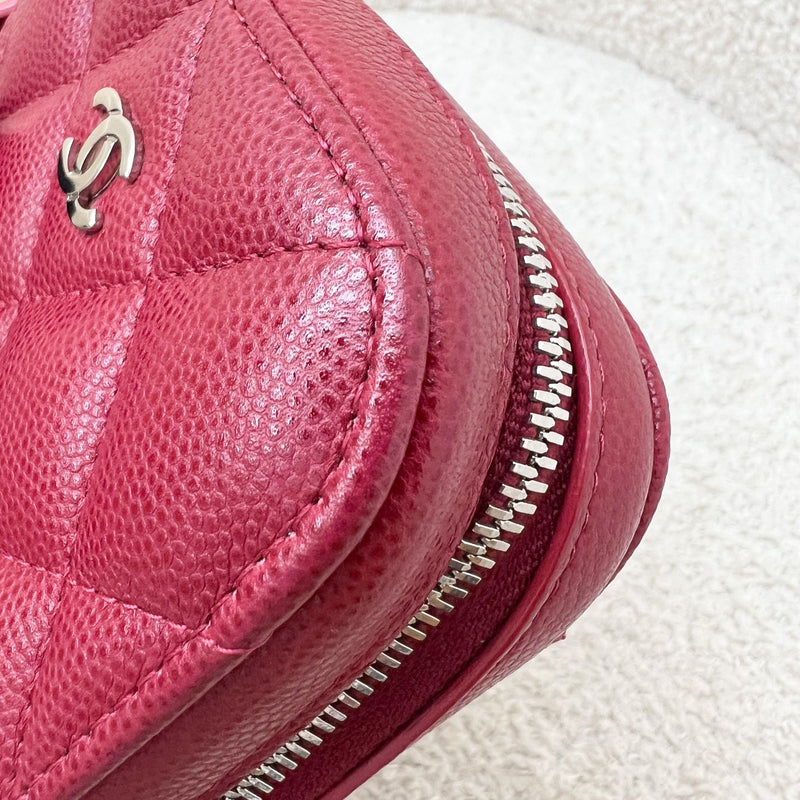 Chanel Vertical Phone Holder / Clutch on Chain in Red Caviar and SHW (Model: A70655)