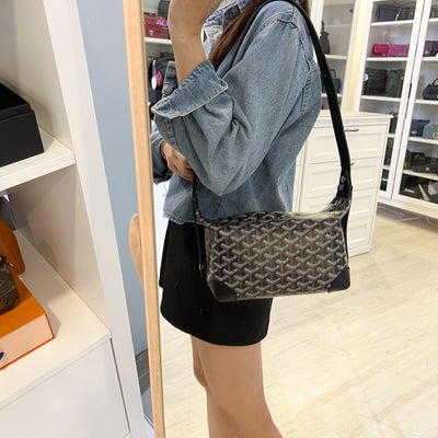 Goyard Bowling 25 Toiletry Pouch / Bag in Black Signature Goyardine Canvas and Black Leather