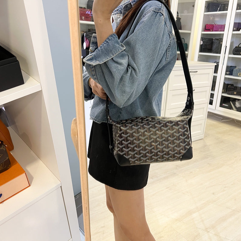 Goyard Bowling 25 Toiletry Pouch / Bag in Black Signature Goyardine Canvas and Black Leather