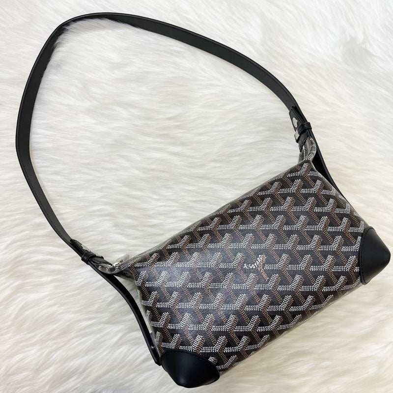 Goyard Bowling 25 Toiletry Pouch / Bag in Black Signature Goyardine Canvas and Black Leather