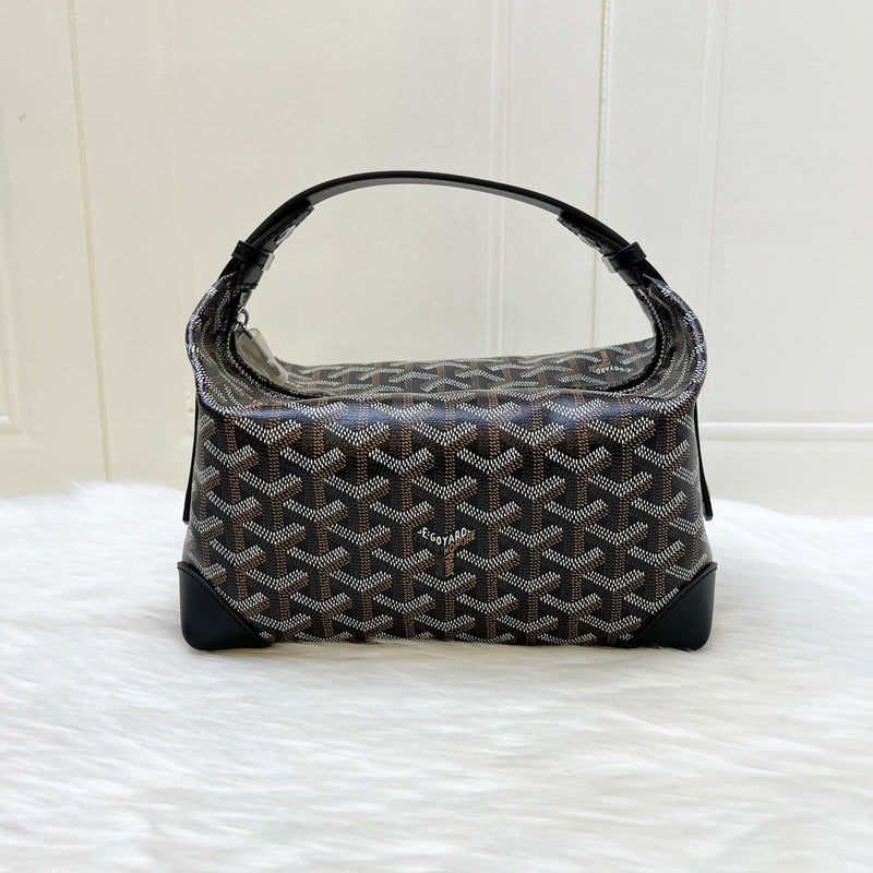 Goyard Bowling 25 Toiletry Pouch / Bag in Black Signature Goyardine Canvas and Black Leather