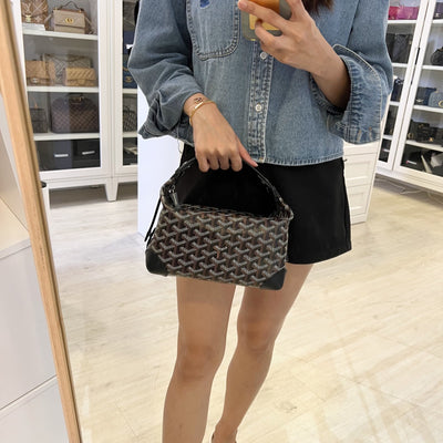 Goyard Bowling 25 Toiletry Pouch / Bag in Black Signature Goyardine Canvas and Black Leather