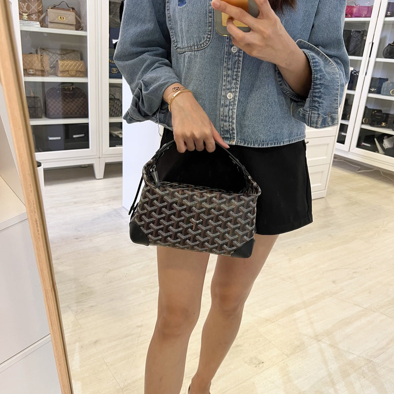 Goyard Bowling 25 Toiletry Pouch / Bag in Black Signature Goyardine Canvas and Black Leather