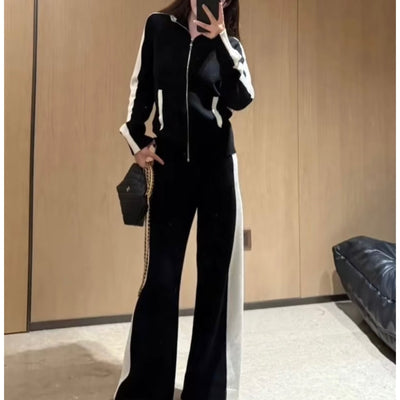 Chanel 25C Zipped Cardigan in Black / White Cashmere Sz 38 (Model: P78345)