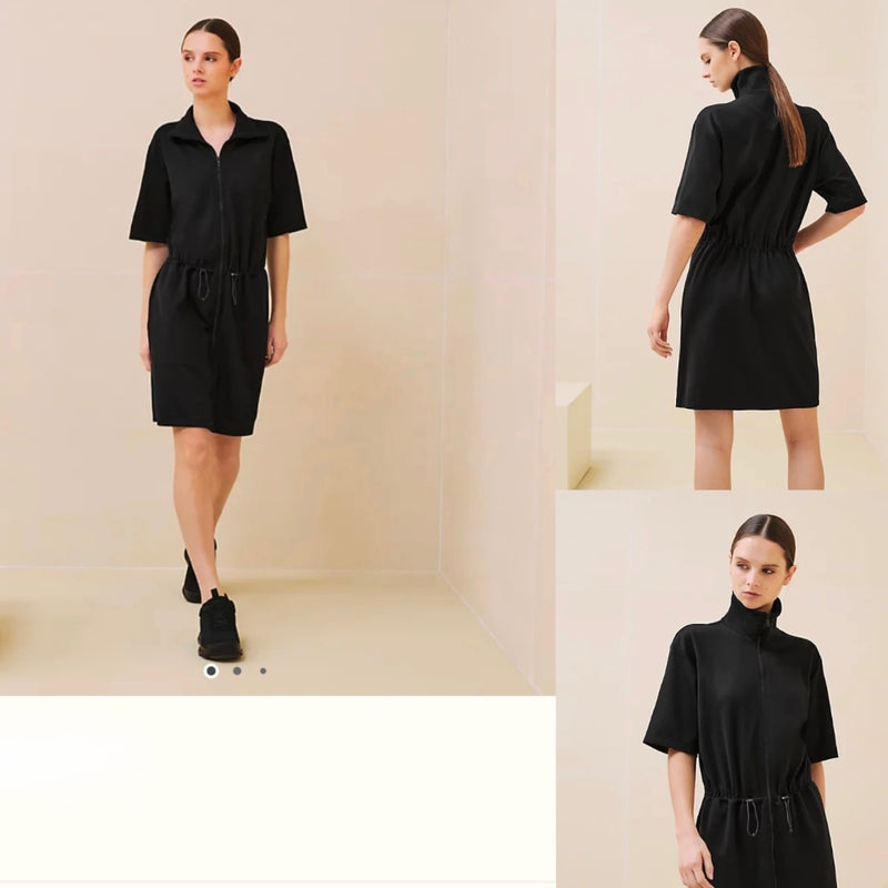 Hermes Zippy Double Jersey Robe Dress in Noir Black