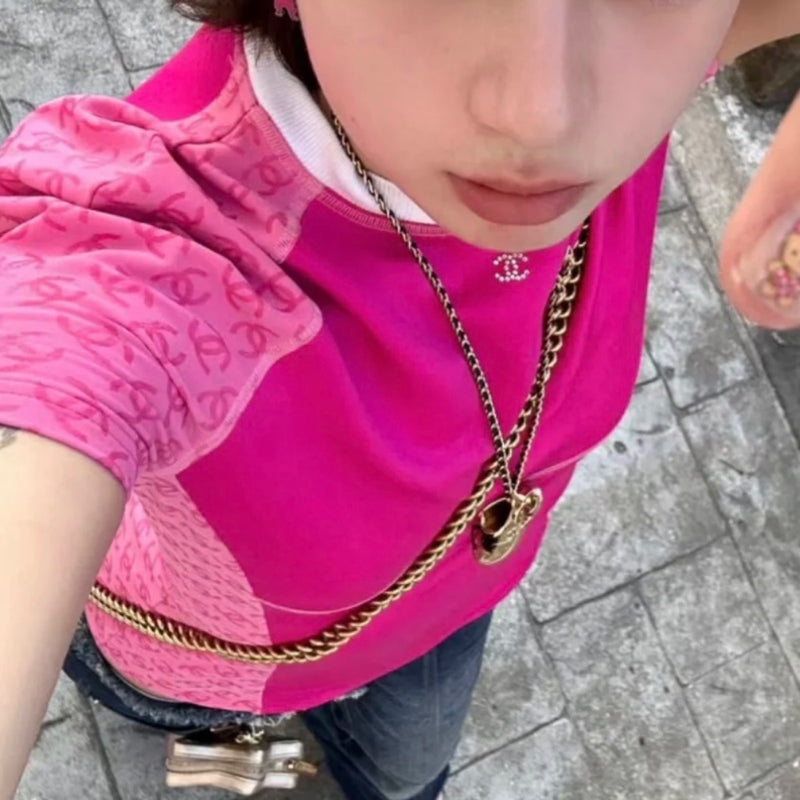 Chanel 24P T-shirt Top in Hot Pink Polyamide / Elastane Sz 36