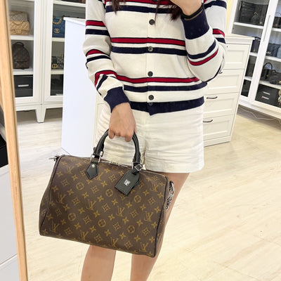LV Louis Vuitton Speedy Soft 30 Dark in Monogram Canvas and SHW