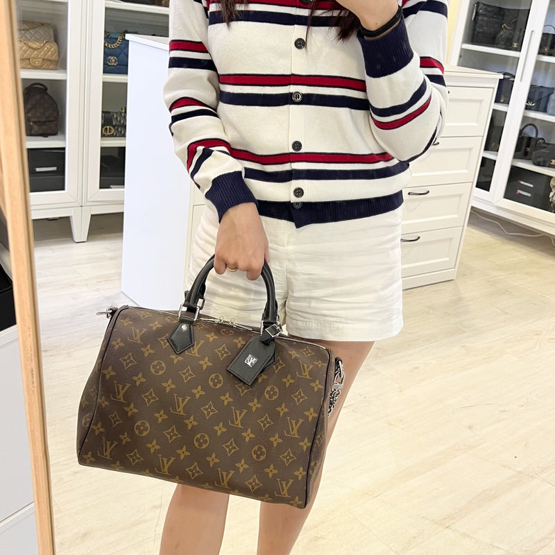 LV Louis Vuitton Speedy Soft 30 Dark in Monogram Canvas and SHW