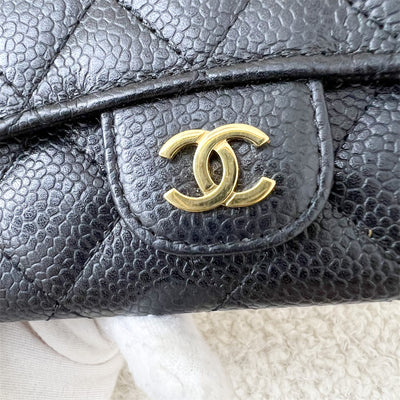 Chanel Classic Snap Card Holder in Black Caviar and GHW