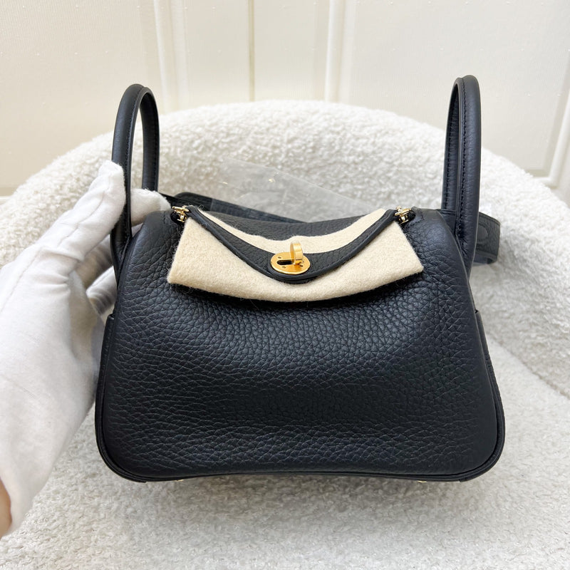 Hermes Mini Lindy II in Noir Black Clemence Leather and GHW