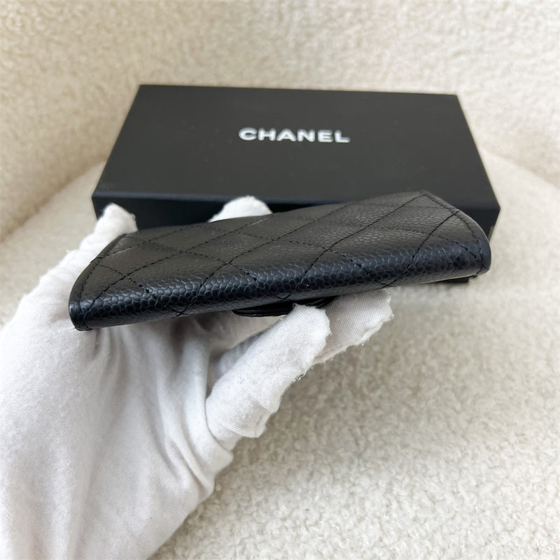 Chanel Classic Snap Card Holder in Black Caviar and GHW