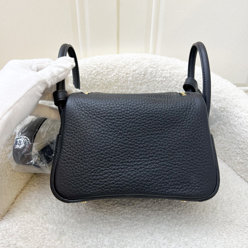 Hermes Mini Lindy II in Noir Black Clemence Leather and GHW