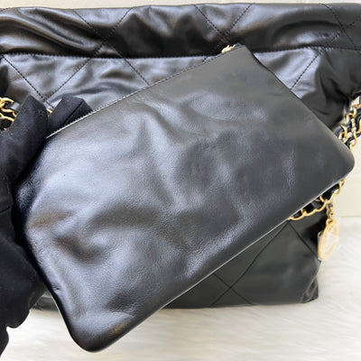 Chanel 22 Small Hobo Bag in Black Shiny Calfskin and AGHW