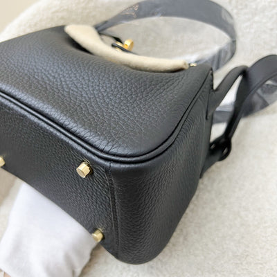 Hermes Mini Lindy II in Noir Black Clemence Leather and GHW