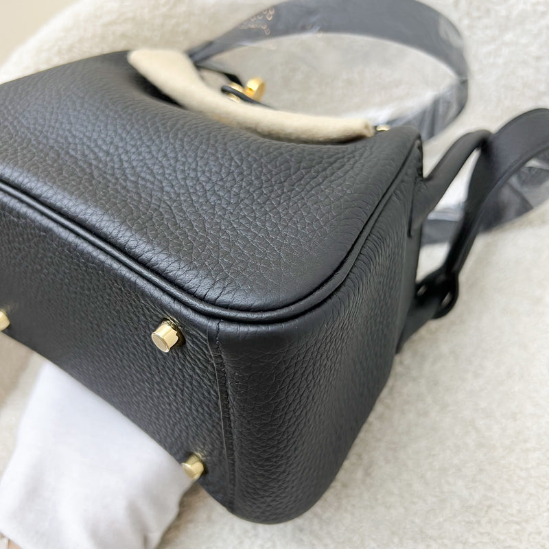 Hermes Mini Lindy II in Noir Black Clemence Leather and GHW