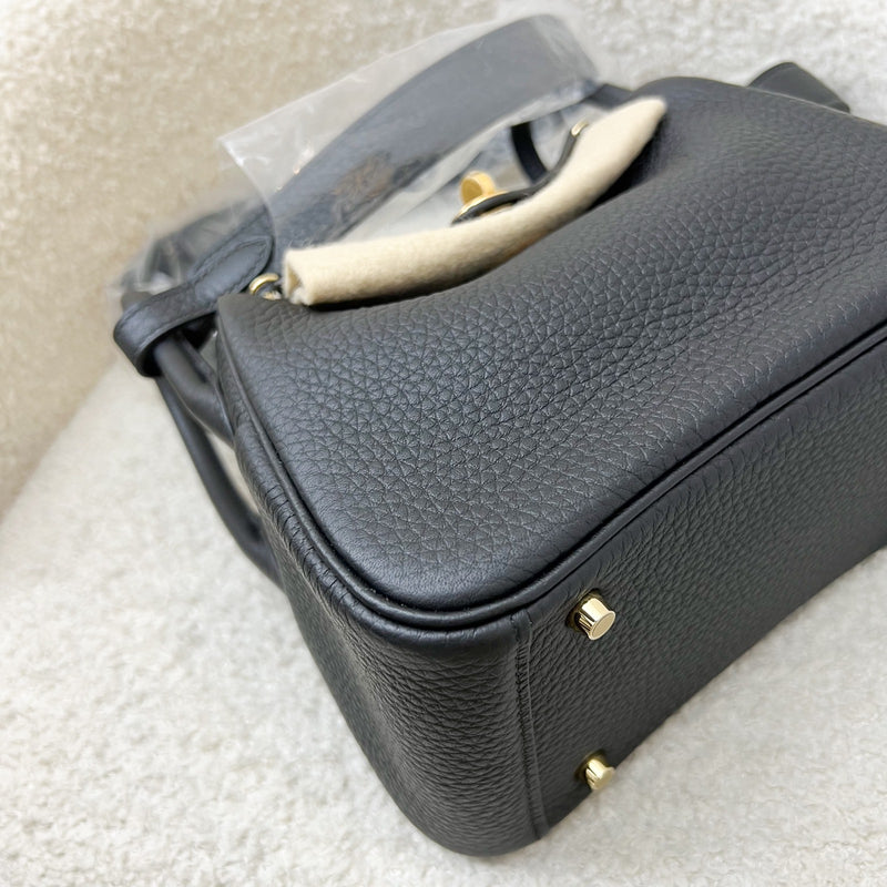Hermes Mini Lindy II in Noir Black Clemence Leather and GHW