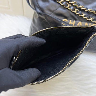 Chanel 22 Small Hobo Bag in Black Shiny Calfskin and AGHW