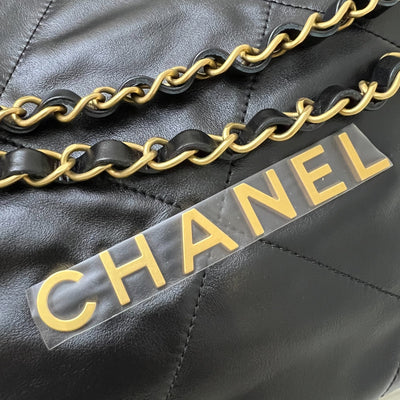 Chanel 22 Small Hobo Bag in Black Shiny Calfskin and AGHW