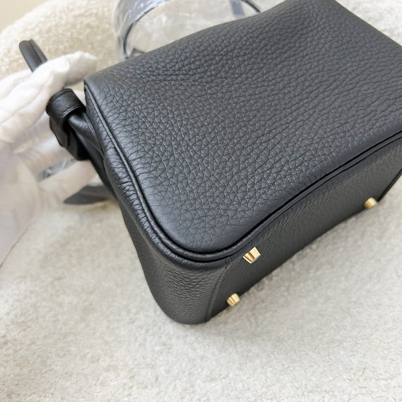 Hermes Mini Lindy II in Noir Black Clemence Leather and GHW