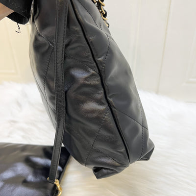 Chanel 22 Small Hobo Bag in Black Shiny Calfskin and AGHW
