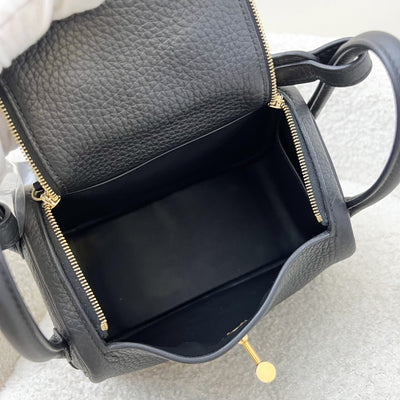 Hermes Mini Lindy II in Noir Black Clemence Leather and GHW