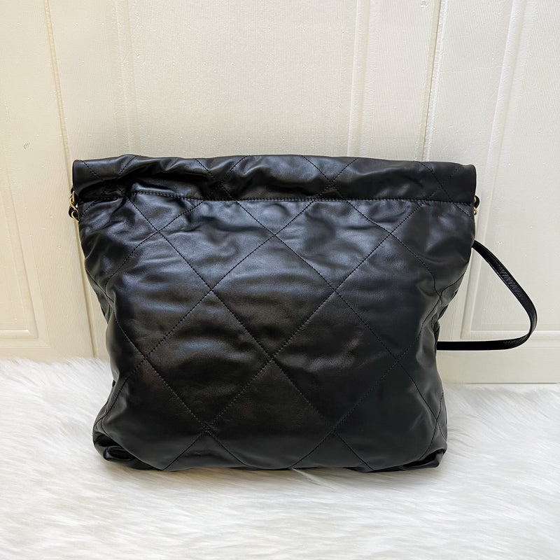 Chanel 22 Small Hobo Bag in Black Shiny Calfskin and AGHW