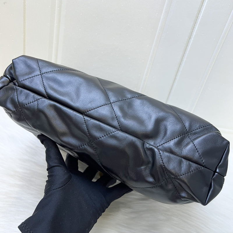 Chanel 22 Small Hobo Bag in Black Shiny Calfskin and AGHW