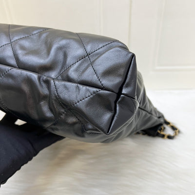 Chanel 22 Small Hobo Bag in Black Shiny Calfskin and AGHW