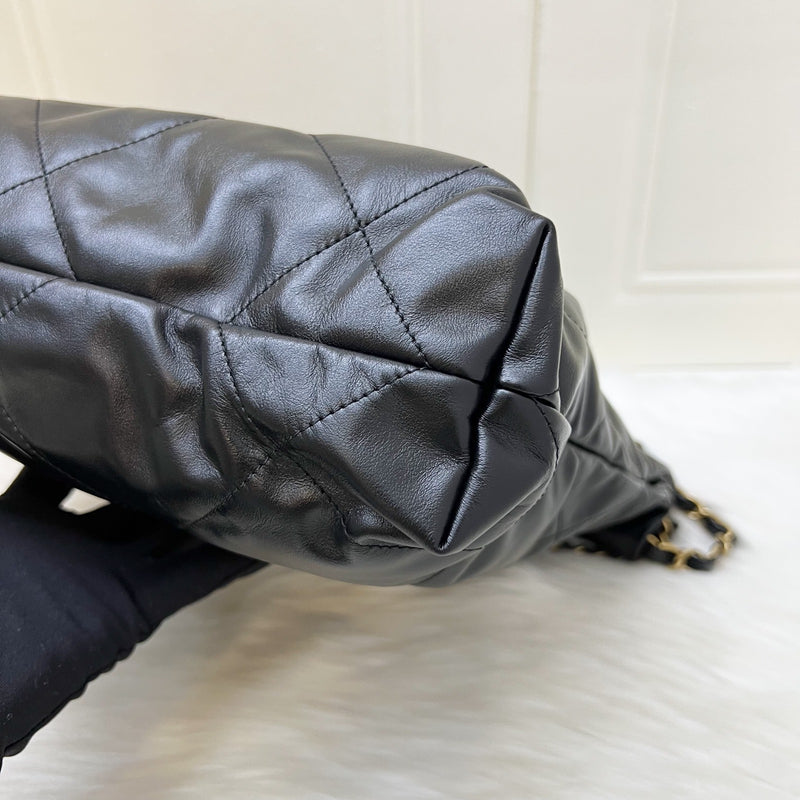 Chanel 22 Small Hobo Bag in Black Shiny Calfskin and AGHW