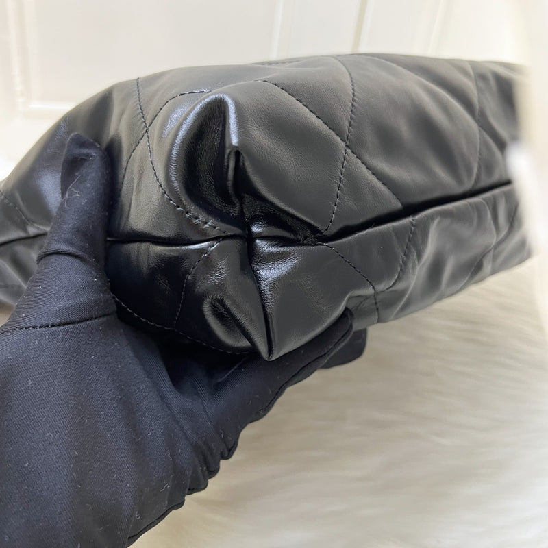 Chanel 22 Small Hobo Bag in Black Shiny Calfskin and AGHW