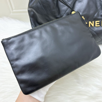 Chanel 22 Small East West Hobo Bag in Black Shiny Calfskin and AGHW