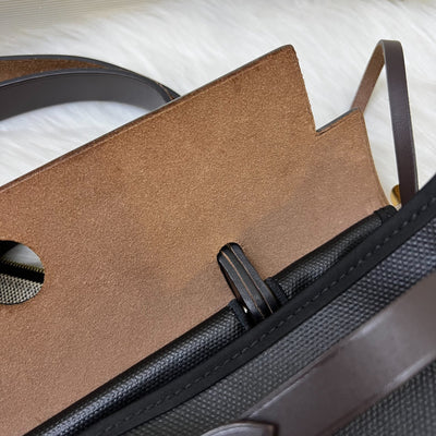 Hermes Herbag Zip 31 in Black Coated Canvas, Dark Brown Leather and GHW