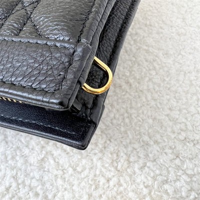 Dior Caro Zipped Pouch with Chain in Black Cannage Calfskin and GHW