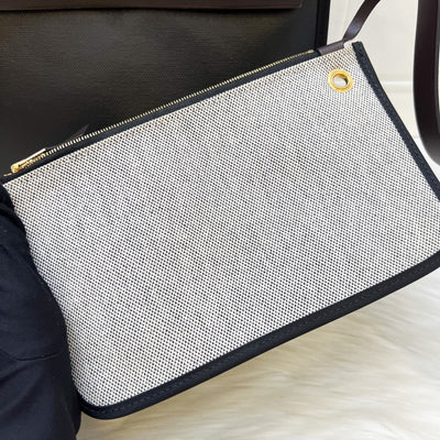 Hermes Herbag Zip 31 in Black Coated Canvas, Dark Brown Leather and GHW