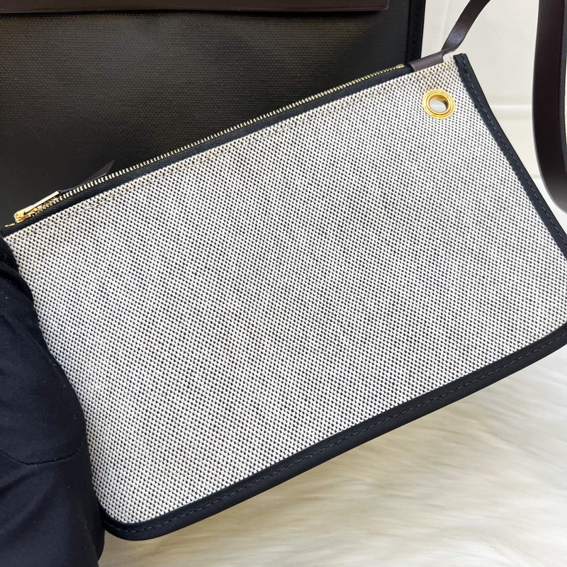 Hermes Herbag Zip 31 in Black Coated Canvas, Dark Brown Leather and GHW