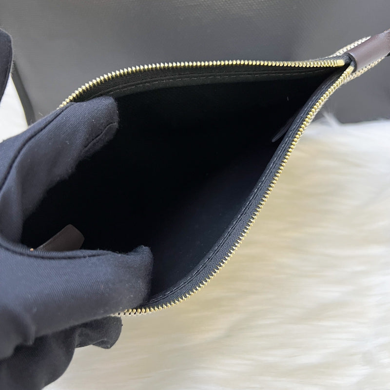 Hermes Herbag Zip 31 in Black Coated Canvas, Dark Brown Leather and GHW