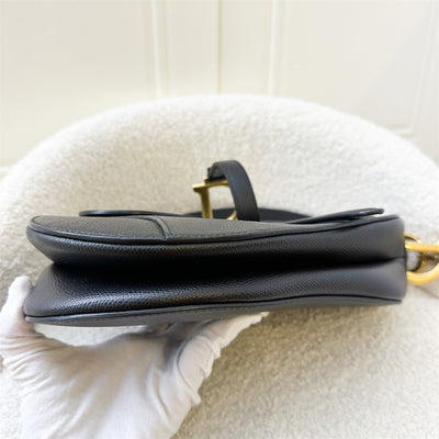 Dior Medium Saddle Bag in Black Grained Calfskin and AGHW